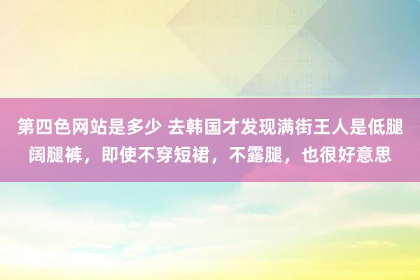 第四色网站是多少 去韩国才发现满街王人是低腿阔腿裤，即使不穿短裙，不露腿，也很好意思