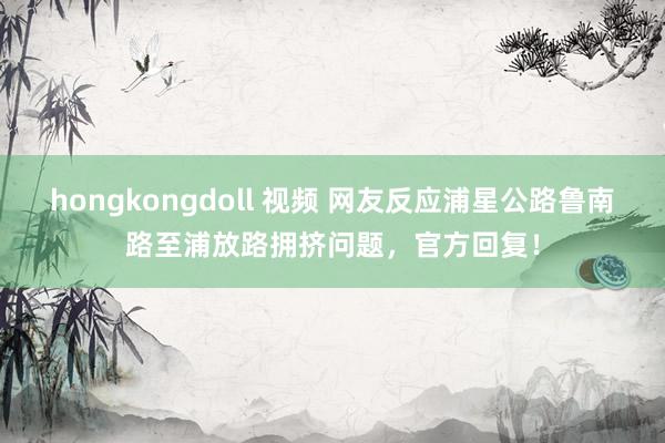 hongkongdoll 视频 网友反应浦星公路鲁南路至浦放路拥挤问题，官方回复！