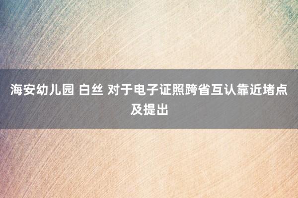 海安幼儿园 白丝 对于电子证照跨省互认靠近堵点及提出