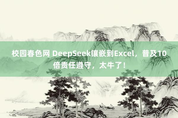 校园春色网 DeepSeek镶嵌到Excel，普及10倍责任遵守，太牛了！
